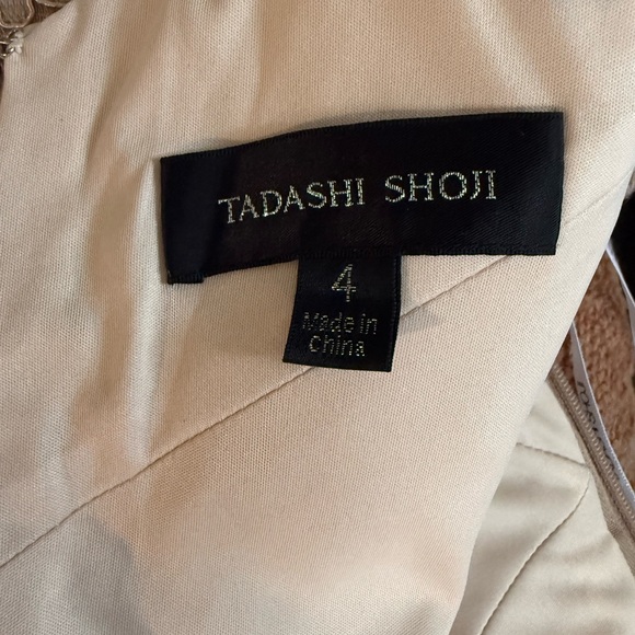 NWT Elegant Tadashi Shoji Tatiana Sequin Lace Gown in Beige/Champage Size 4 - Picture 8 of 10